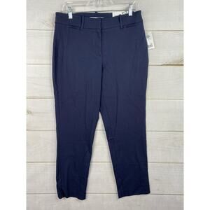 $60 Eden Ruth Women Pants Sz 8 Blue Navy Ankle Dress High Rise Stretch Ponte NWT